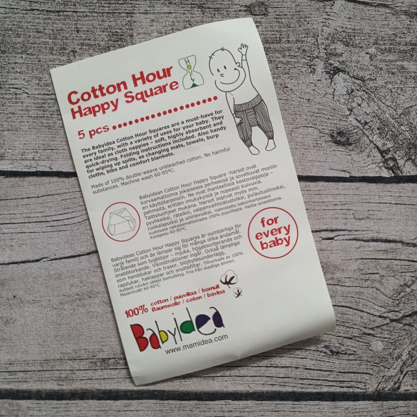 UUTUUS! Babyidea - Cotton Hour Happy Square -harso, 5 kpl
